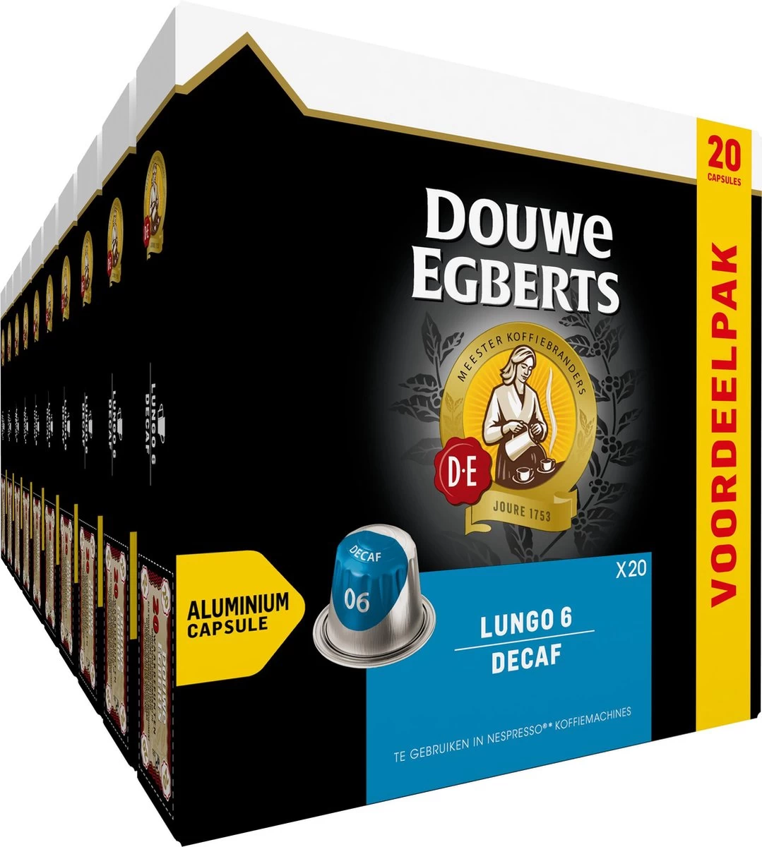 Douwe Egberts Lungo Decaf (6) - 10 X 20 Koffiecups