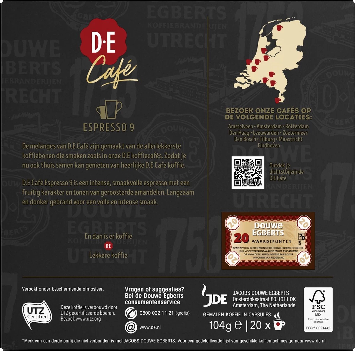 Douwe Egberts D.E Café Espresso Koffiecups - Intensiteit 9/12 - 10 X 20 Capsules - Afbeelding 3