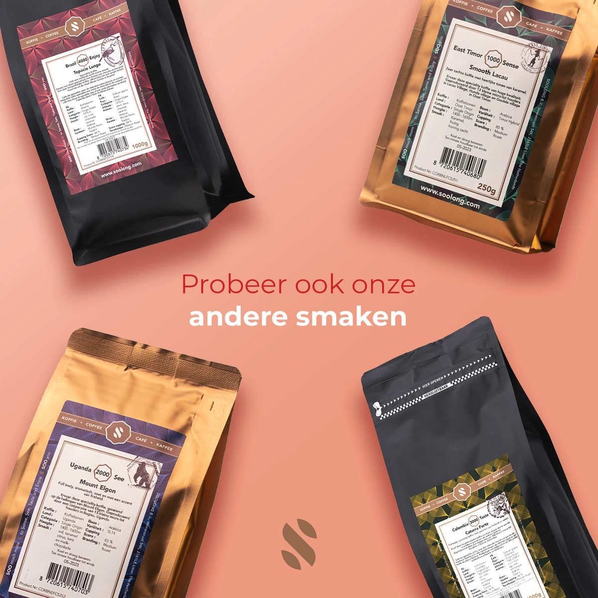 Soolong Enjoy Brazilie Nr4000 Koffiebonen Topacio Lungo - Speciality Koffie Arabica Medium Roast, Light Body Met Een Verfijnde Zacht Zoete Smaak. - Zak 250gram - Afbeelding 6