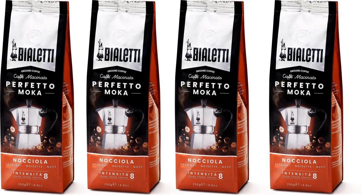 Bialetti Moka Hazelnut Gemalen Koffie - 4x 250 Gram