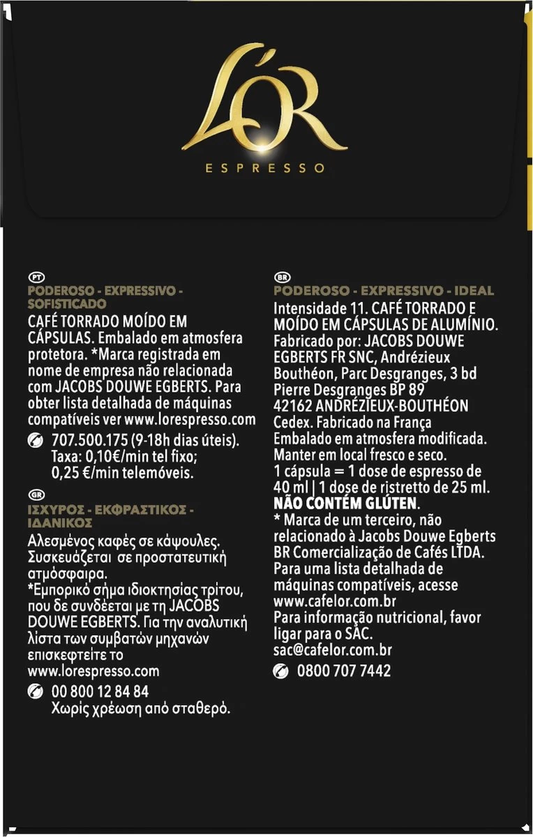 L'OR Espresso Ristretto Koffiecups - Intensiteit 11/12 - 4 X 40 Capsules - Afbeelding 8