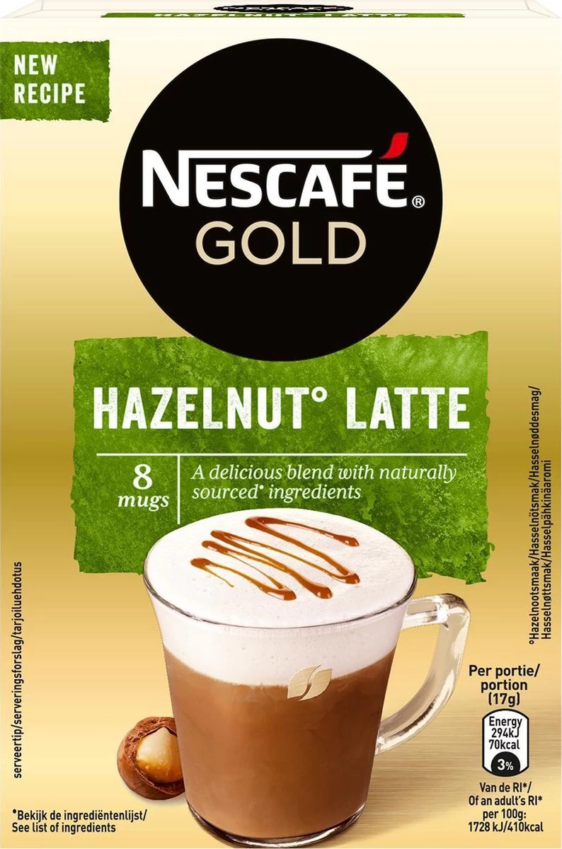 Nescafé Gold Hazelnoot Latte Oploskoffie - 6 Doosjes à 8 Zakjes - Afbeelding 2