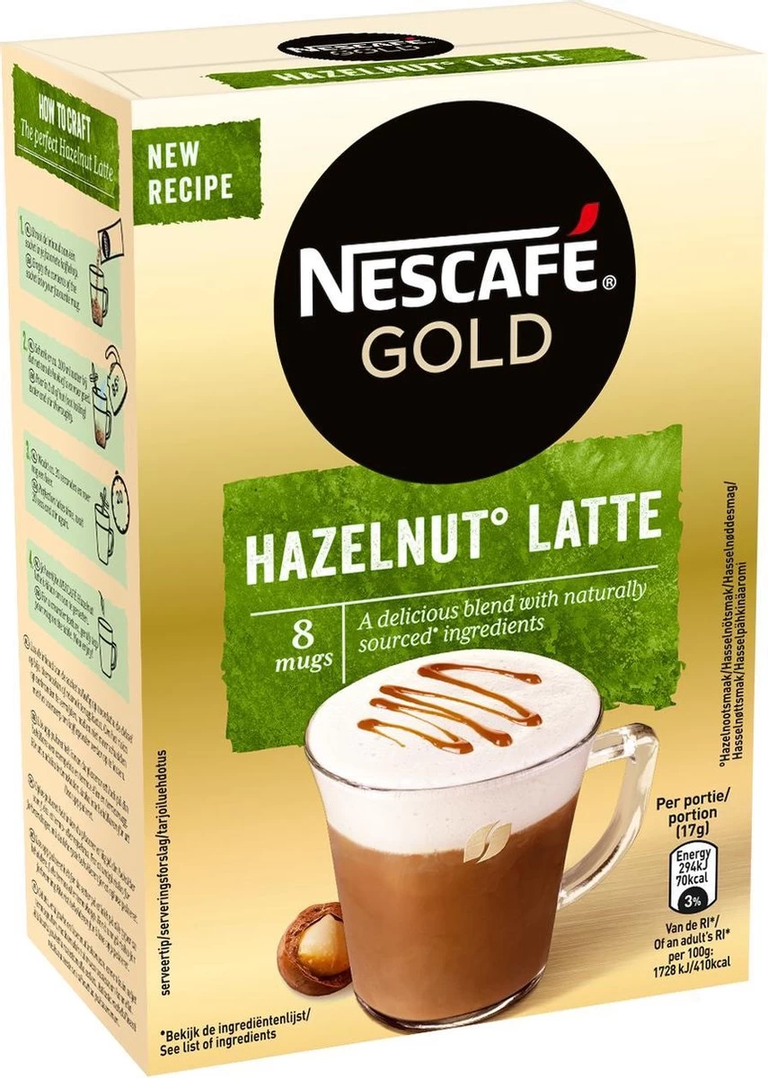Nescafé Gold Hazelnoot Latte Oploskoffie - 6 Doosjes à 8 Zakjes - Afbeelding 5