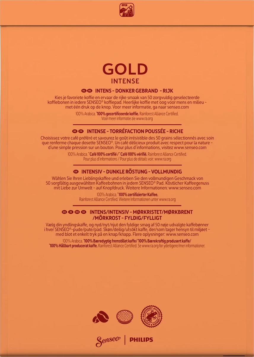 Senseo Gold Intense Koffiepads - 7/9 Intensiteit - 4 X 36 Pads - Afbeelding 2