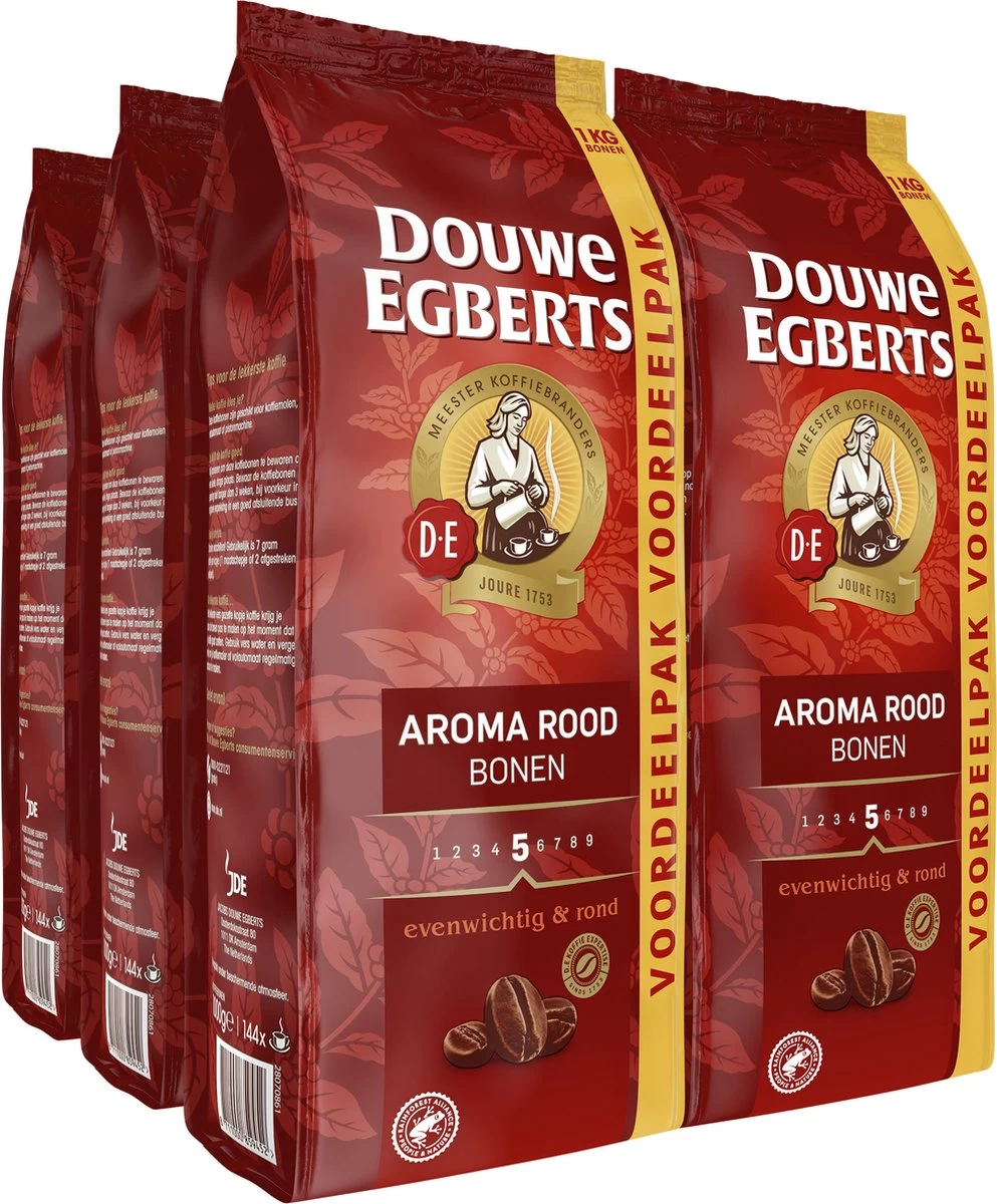 Douwe Egberts Aroma Rood Koffiebonen - 4 X 1000 Gram - Extra Grote Verpakking - Afbeelding 2